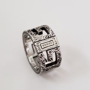Gucci Sterling Silver Square G Ring Size 6.75 Italian Size 15